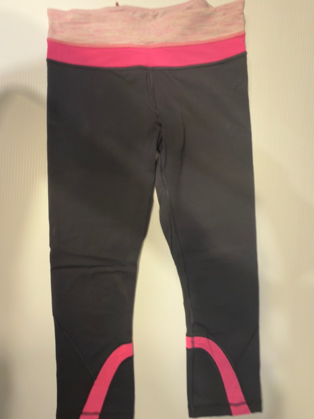 lululemon athletica Black Leggings with Pink Waistband and Pink Leg Accents